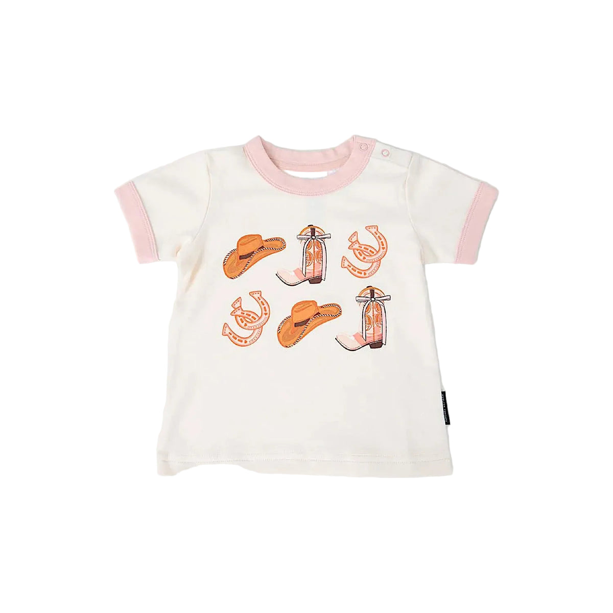 Ringers Western Babies Cross My Boots Ringers T-Shirt - Bone/Dusty Pink