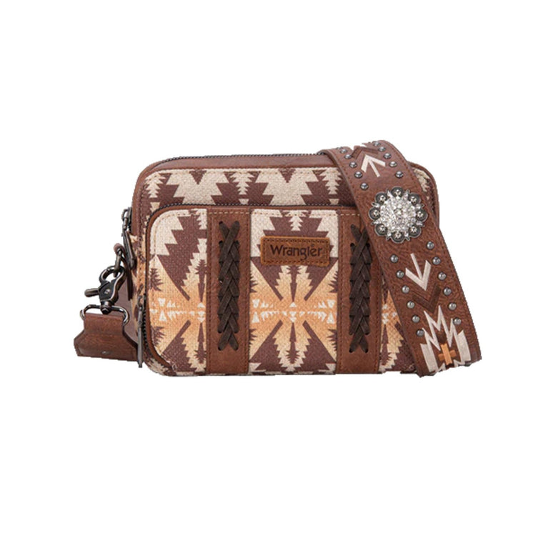 Wrangler Southwestern Crossbody Wallet Bag Coffee