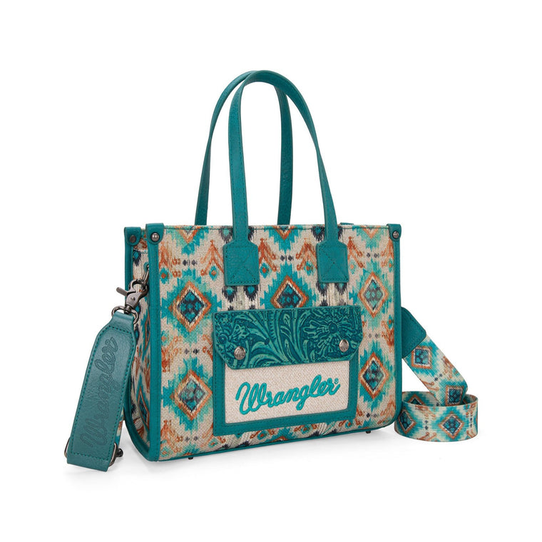 Wrangler Aztec Crossbody Tote Bag Turquoise