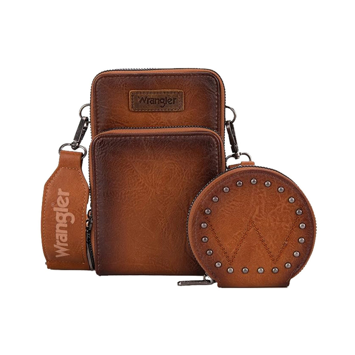 Wrangler Phone Wallet Bag Coin Purse Set Tan