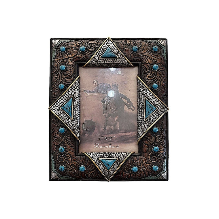 Pure Western Turquoise Studded Picture Frame