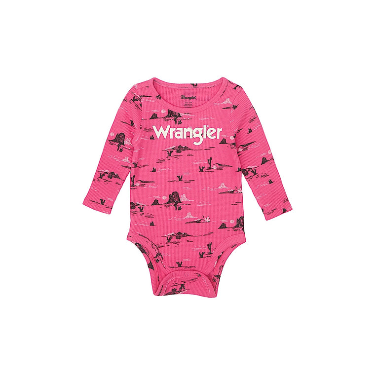 Wrangler Baby Girl's Logo Waffle Textured Bodysuit - Pink