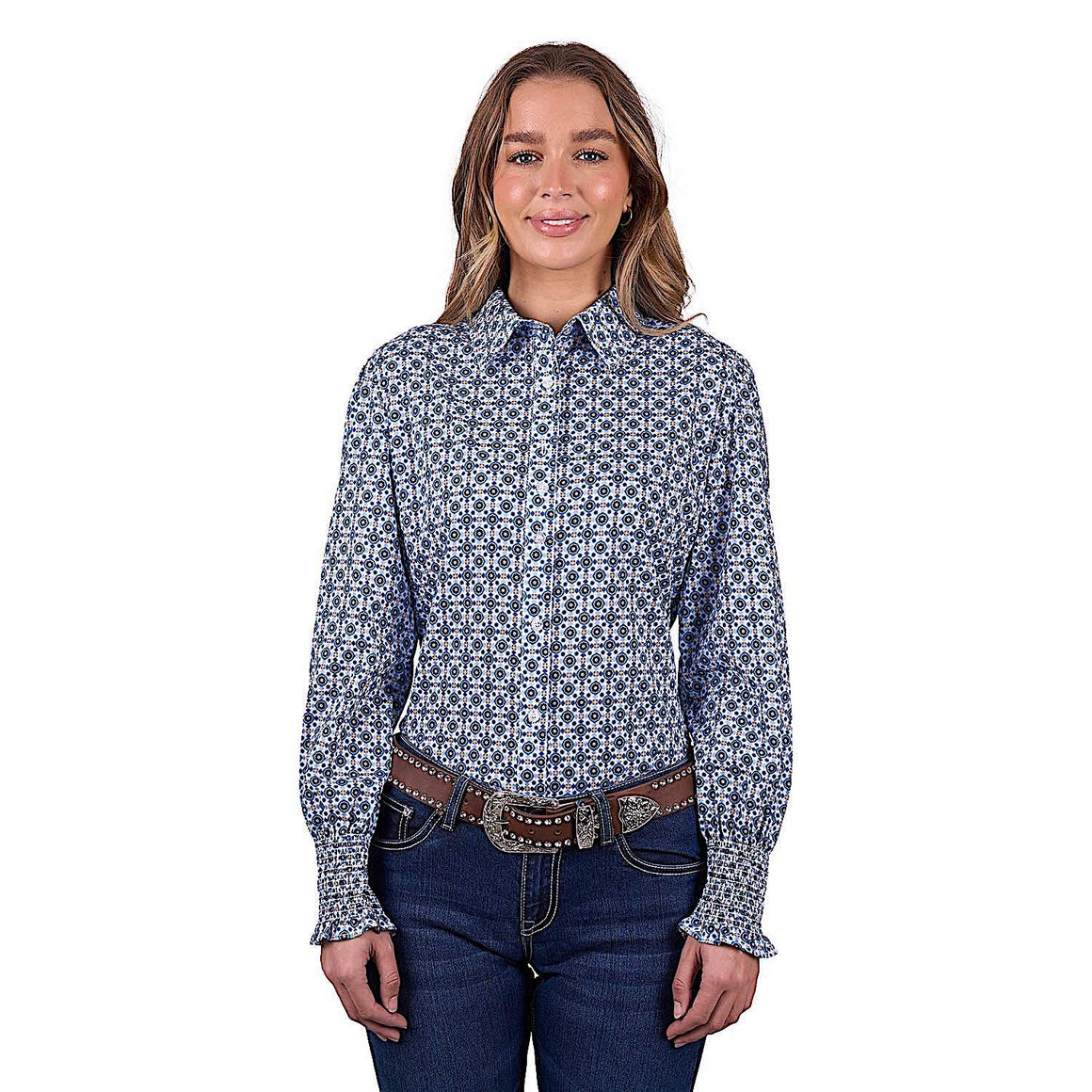 Pure Western Women's Norma Print Shirt - Blue