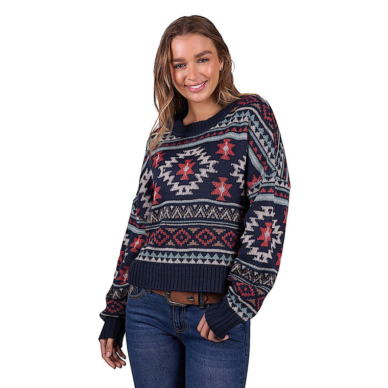 Pure Western Women's Tracy Knitted Pullover - Navy