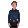 Pure Western Boy's Ross Print Western Shirt - Navy