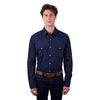 Pure Western Men's Ross Print Western Shirt - Navy