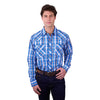 Pure Western Men's Wade Check Western Shirt - Blue