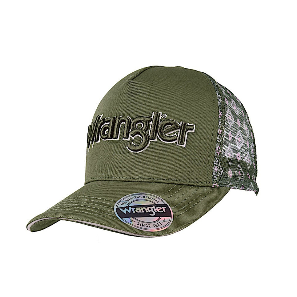 Wrangler Petra High Profile Ponytail Trucker Cap - Olive