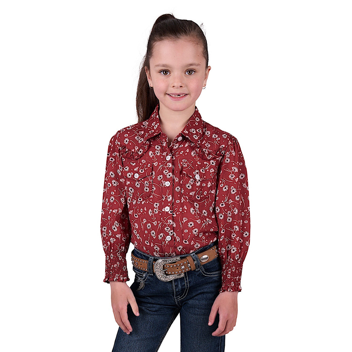 Pure Western Girl's Tahnee Print Shirt - Rust