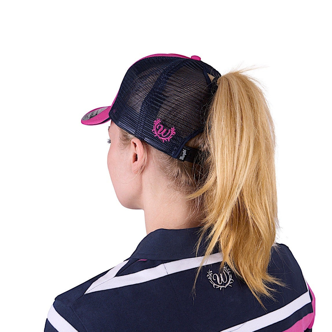 Wrangler Perry High Profile Ponytail Trucker Cap - Pink