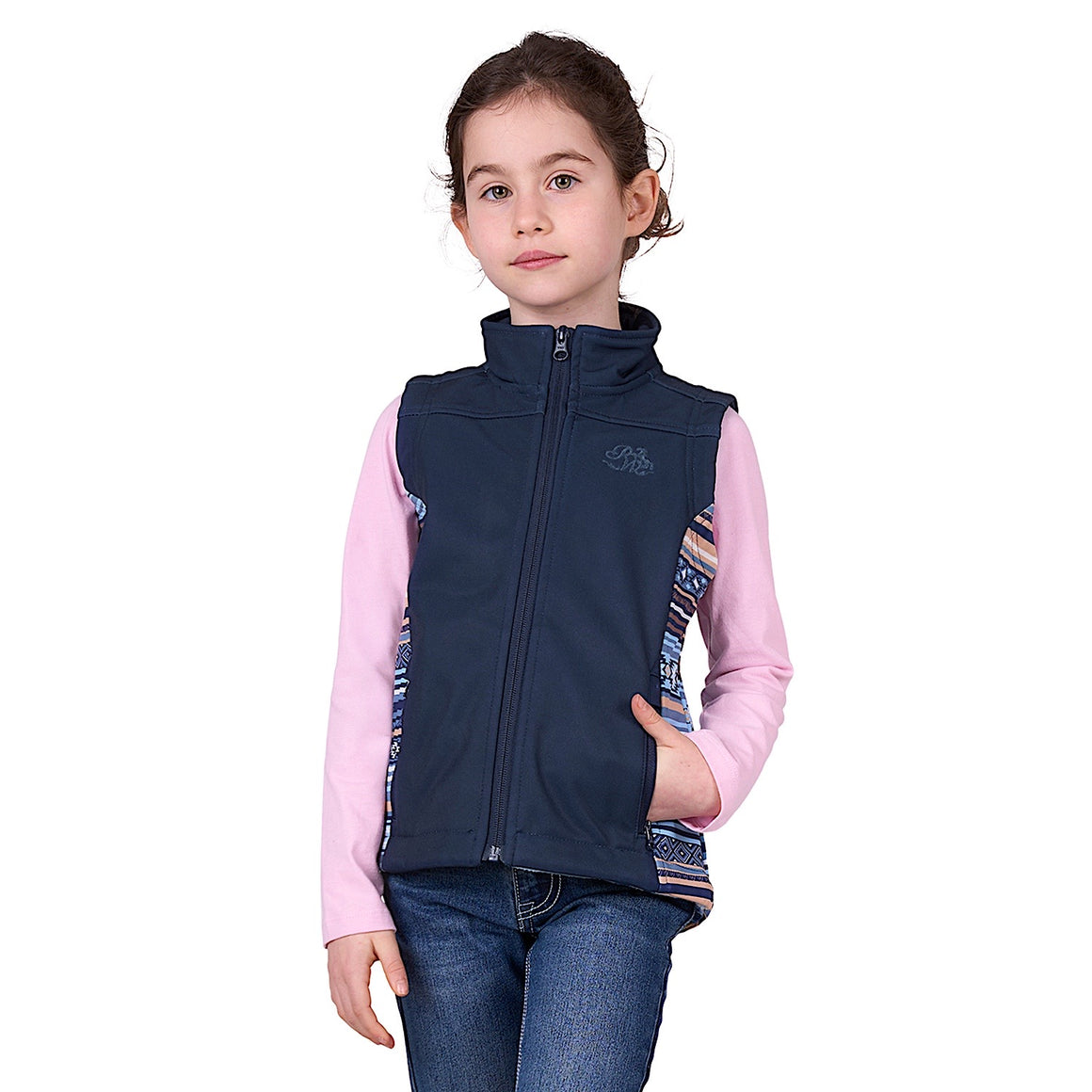 Pure Western Girl's Misha Soft Shell Vest - Navy