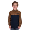 Wrangler Boy's Tate 1/4 Zip Pullover - Dark Tan/Navy