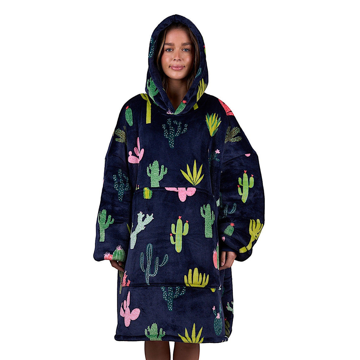 Pure Western Adult's Cactus Print Snuggle Hoodie - Navy