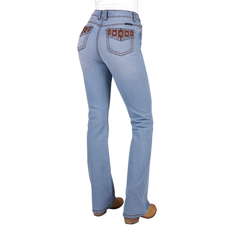 Pure Western Women's Liz High Rise Boot Cut Jean 34 Inch Leg - Light Sky