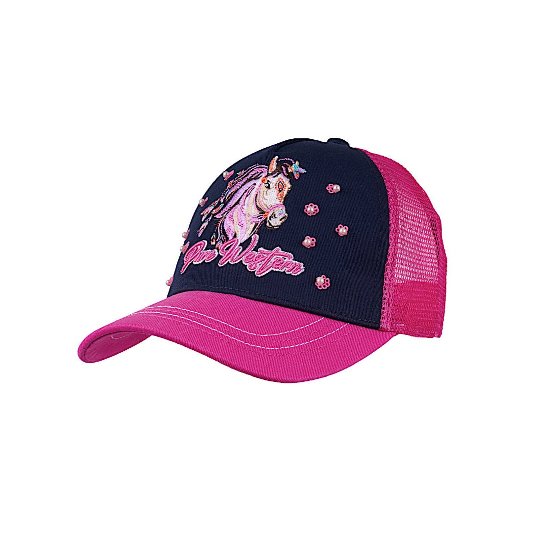 Pure Western Kid's Kit Trucker Cap - Navy/Pink