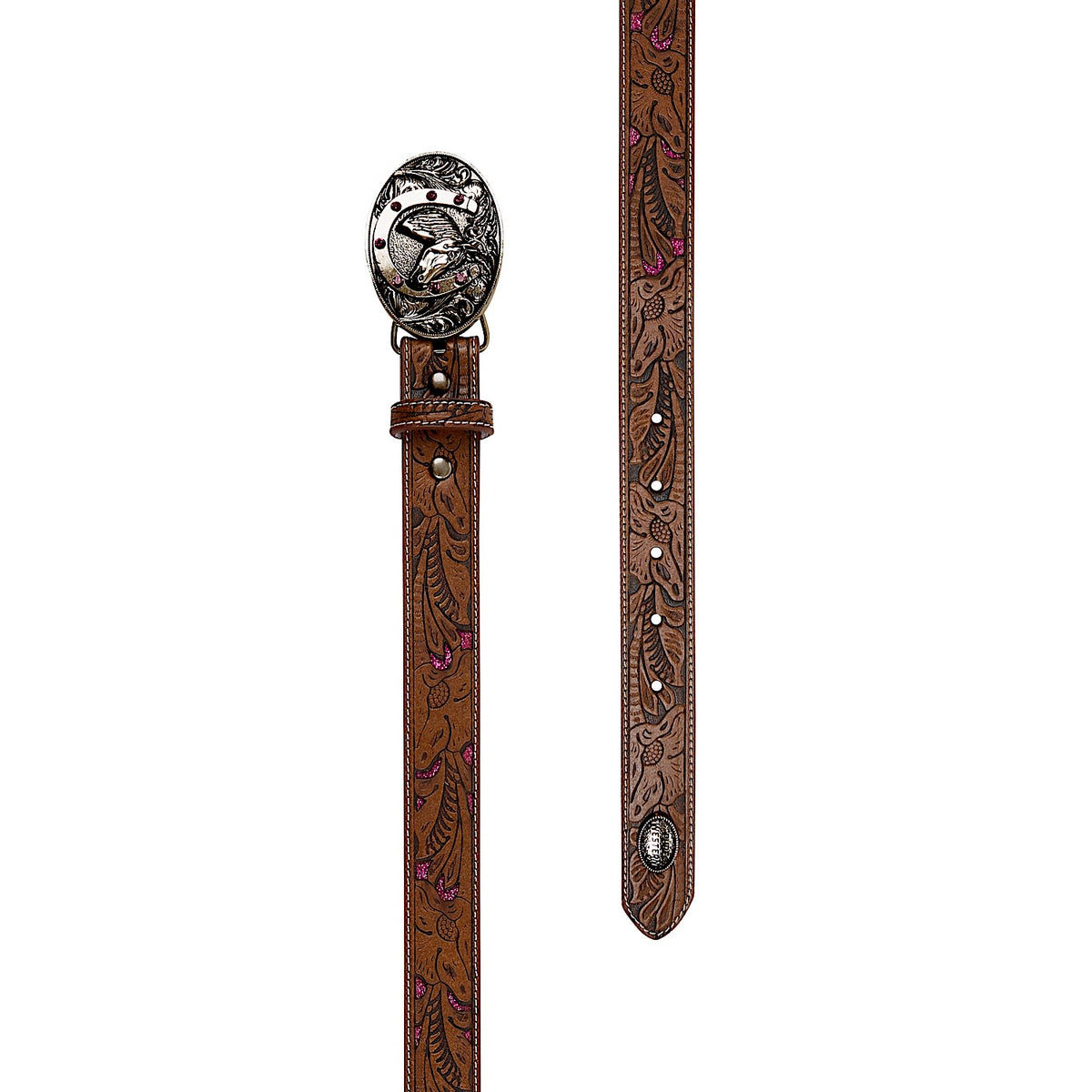 Pure Western Kid's Elsa Belt - Tan/Hot Pink
