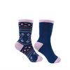 Pure Western Kid's Crew Socks (Twin Pack) - Navy/Pink