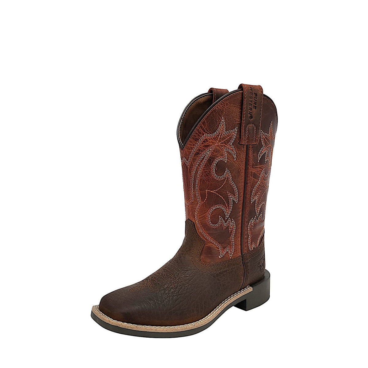 Pure Western Kids's Barrett Boot - Dark Brown/Rust