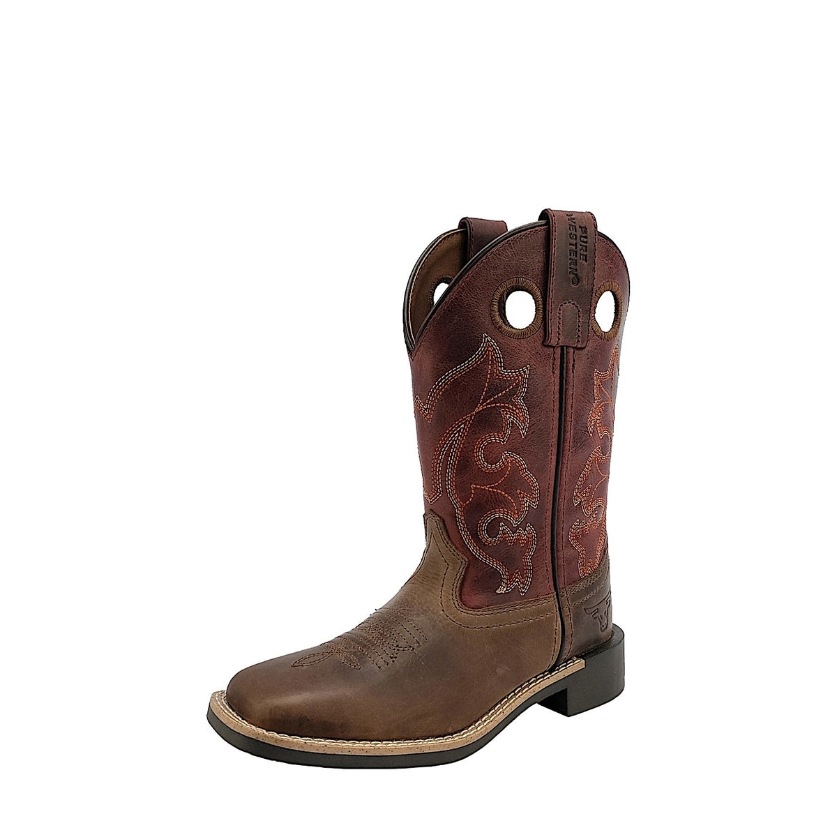 Pure Western Kid's Levi Boot - Brown/Barn Red