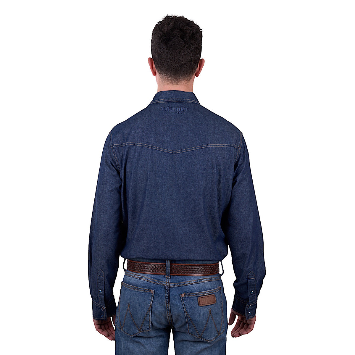 Wrangler Men's Jay Denim Western Long Sleeve Shirt - Dark Denim