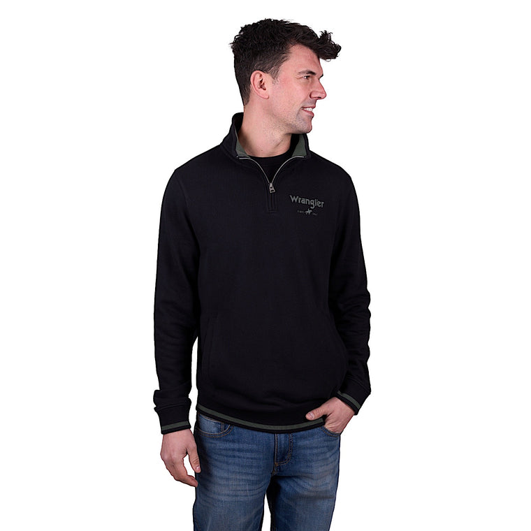 Wrangler Men's Alex 1/4 Zip Pullover - Black