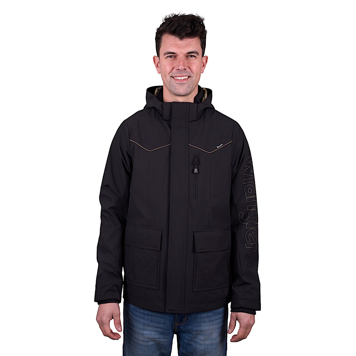 Wrangler Men's Cade Logo Softshell Jacket - Black