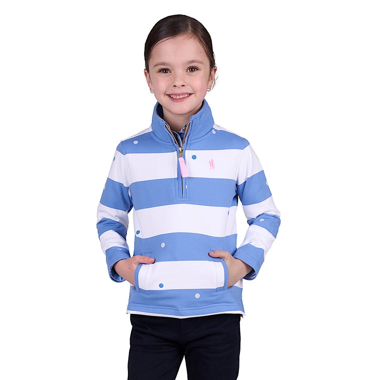 Thomas Cook Girl's Eden 1/4 Zip Stripe Rugby - Blue