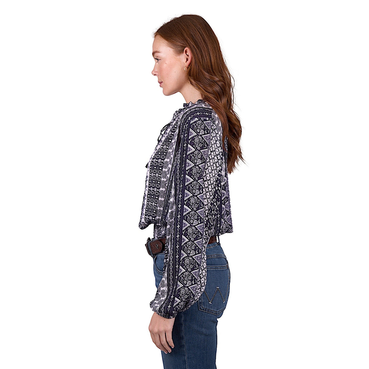 Wrangler Women's Lindsey Long Sleeve Blouse - Navy