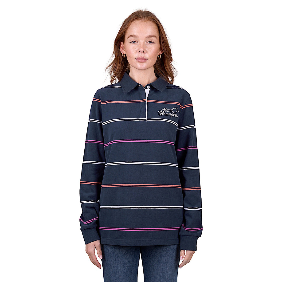 Wrangler Women's Faith Stripe Rugby - Navy/Multi
