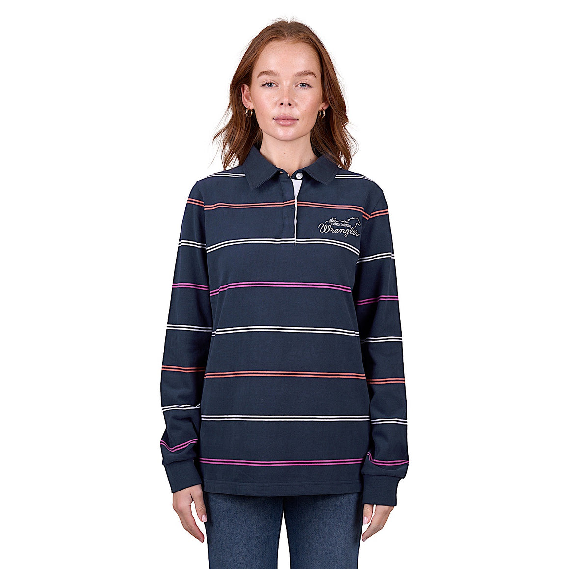 Wrangler Women's Faith Stripe Rugby - Navy/Multi