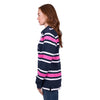 Wrangler Women's Moira Fashion Stripe Rugby - Navy/Fuchsia