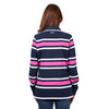 Wrangler Women's Moira Fashion Stripe Rugby - Navy/Fuchsia