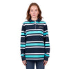 Wrangler Women's Trista Stripe Rugby - Navy/Aqua