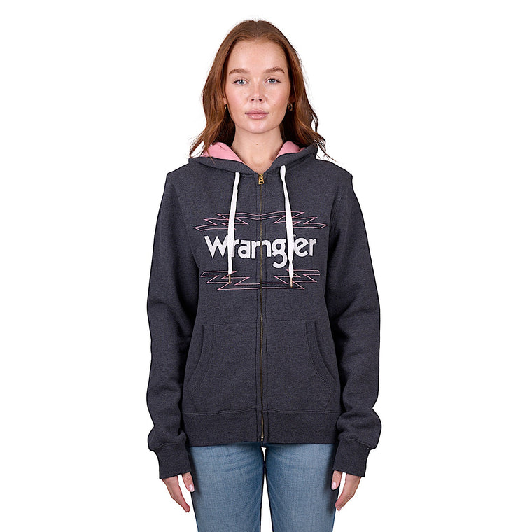 Wrangler Women's Lola Zip Through Hoodie - Charcoal Marle