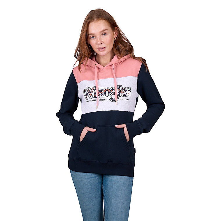 Wrangler Women's Mindy Pullover Hoodie - Navy/Pink