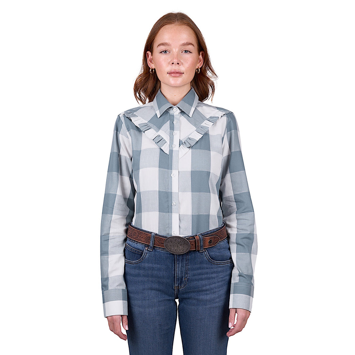 Wrangler Women's Celina Check Long Sleeve Shirt - Blue