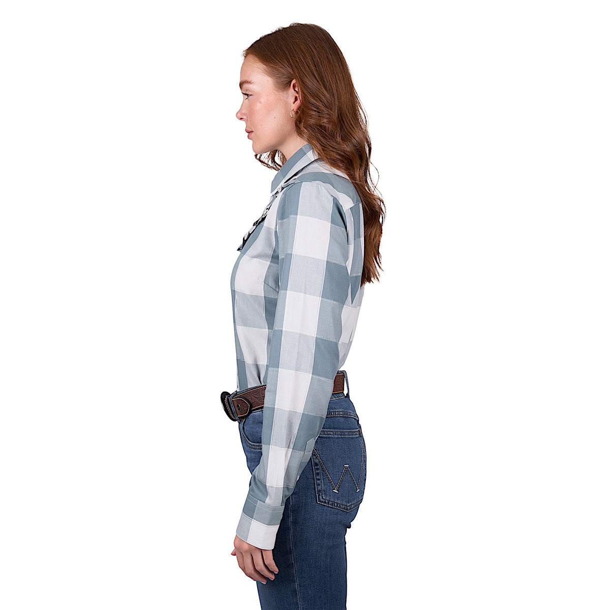 Wrangler Women's Celina Check Long Sleeve Shirt - Blue
