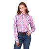 Wrangler Women's Astrid Check Western Long Sleeve Shirt - Pink