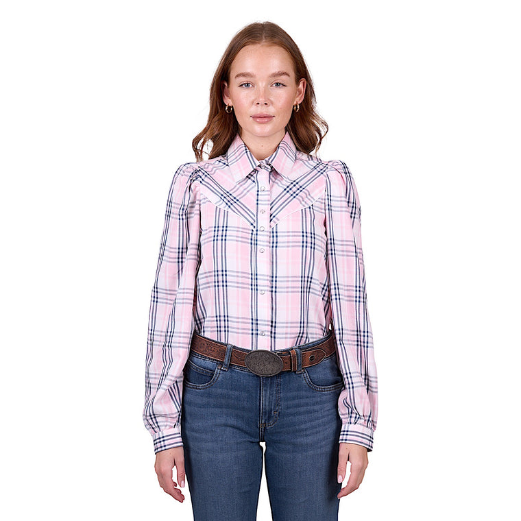 Wrangler Women's Phoebe Check Long Sleeve Shirt - Pink