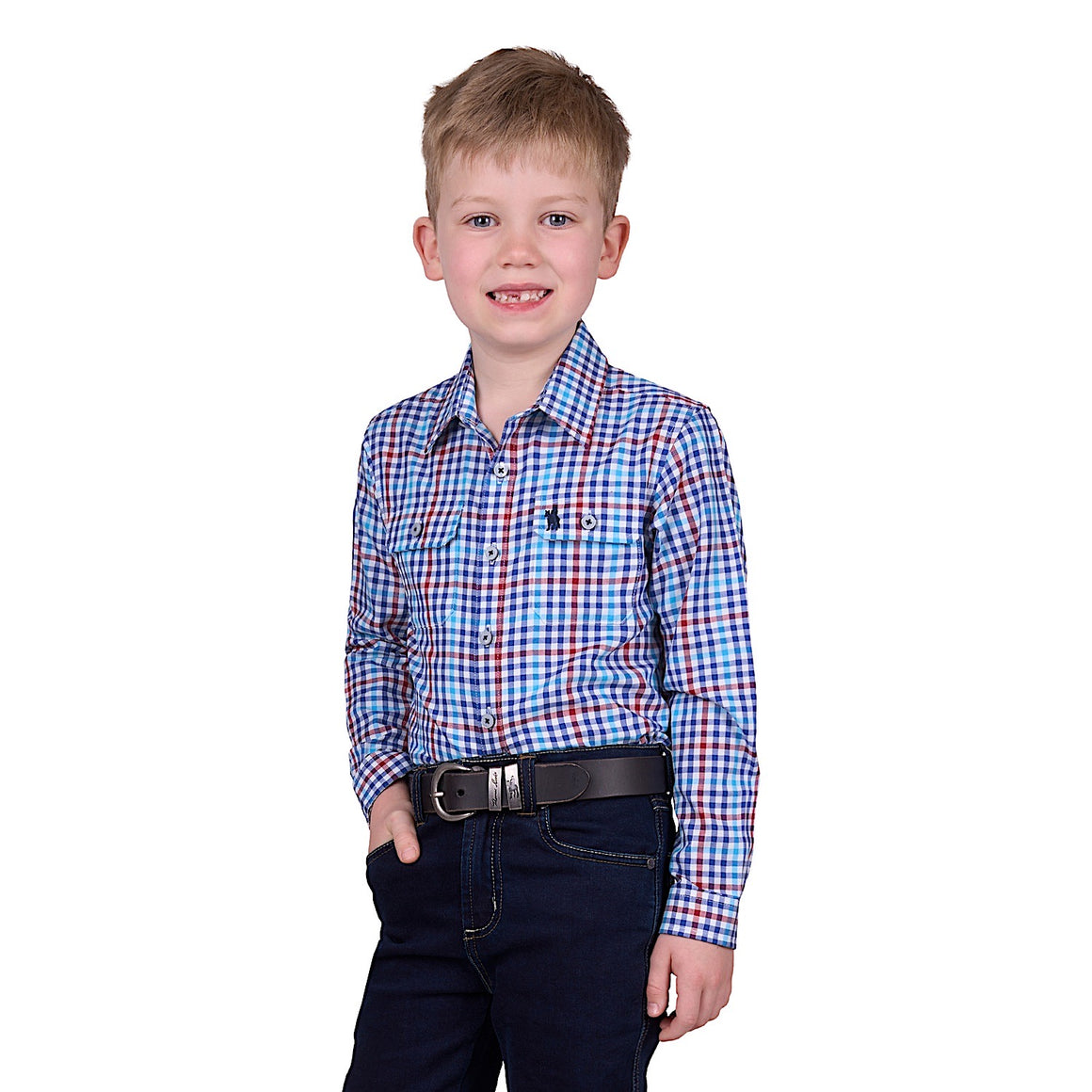 Thomas Cook Boy's Fred Check Shirt - Navy/Red