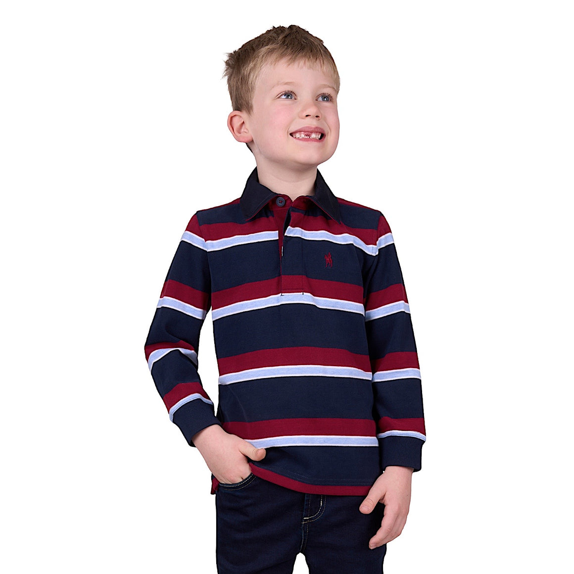 Thomas Cook Boy's Rick Stripe Rugby - Navy/Red