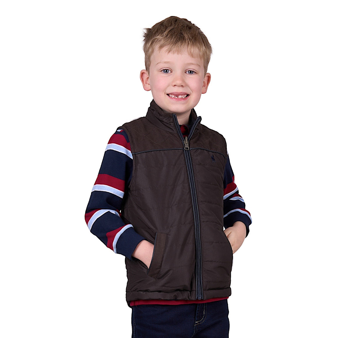 Thomas Cook Boy's Nathan Reversible Vest - Dark Brown/Navy