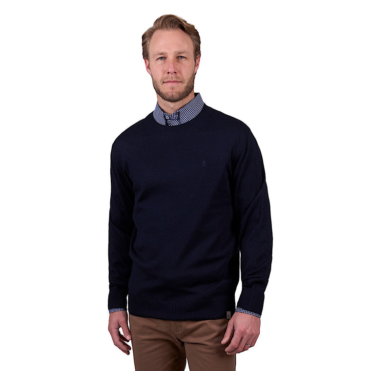 Thomas Cook Men's Blair Merino Blend Crew Neck Knit Jumper - Navy