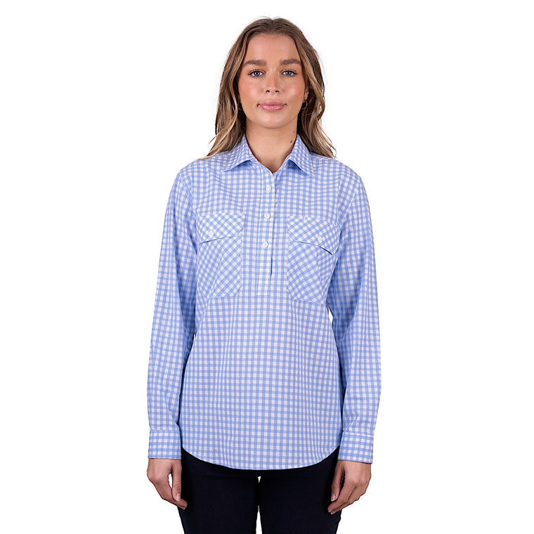 Hard Slog Women's Rux Half Placket Long Sleeve Shirt - Blue