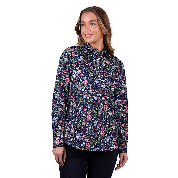 Hard Slog Women's Raya Half Placket Long Sleeve Shirt - Navy