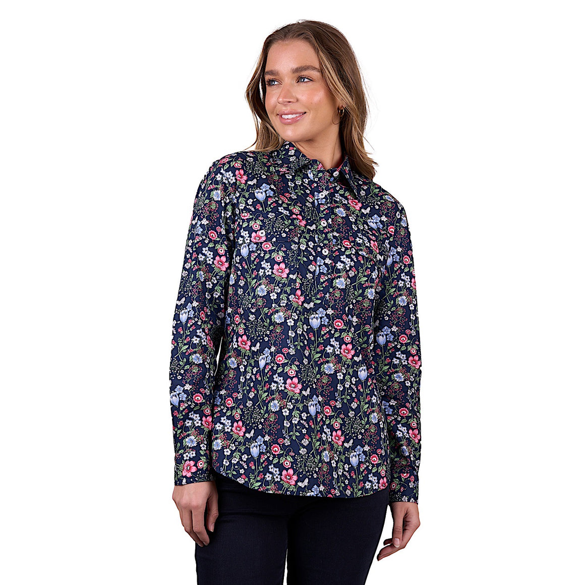 Hard Slog Women's Raya Half Placket Long Sleeve Shirt - Navy