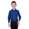 Hard Slog Kid's Astell Half Placket Long Sleeve Shirt - Black/Royal