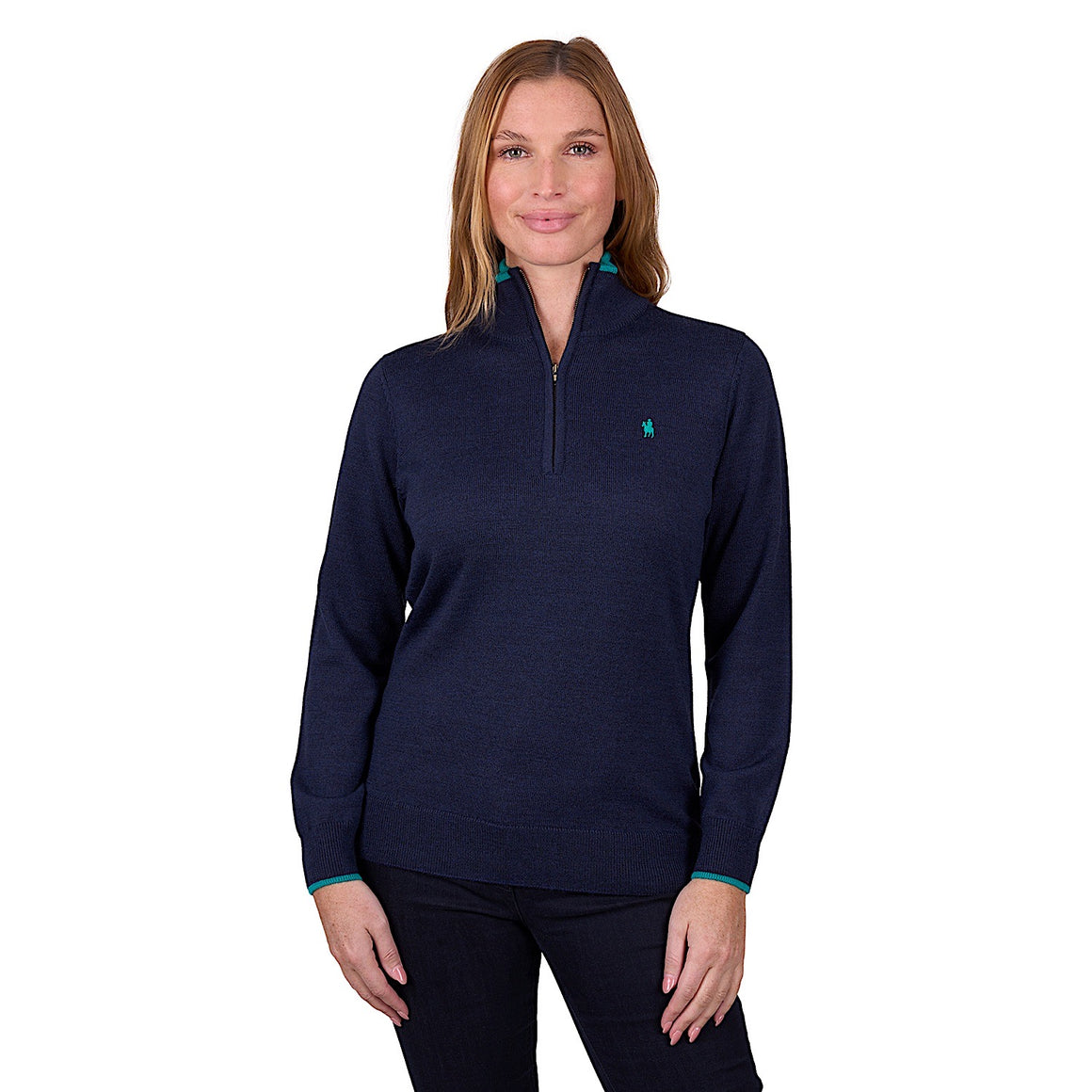 Thomas Cook Women's Jeanette 1/4 Zip Knit Jumper - Navy Marle