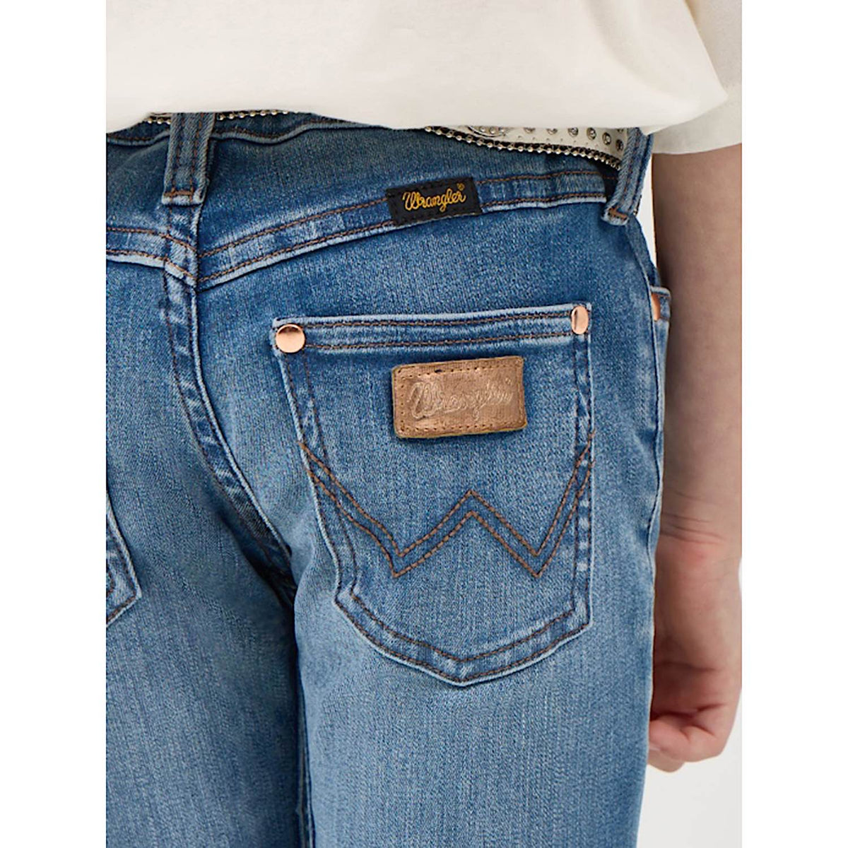 Wrangler X Lainey Wilson Girls High Rise Boot Hugger Jeans - Blue Wash