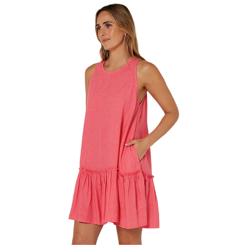Pilbara Women’s Linen Sun Dress - Lipstick